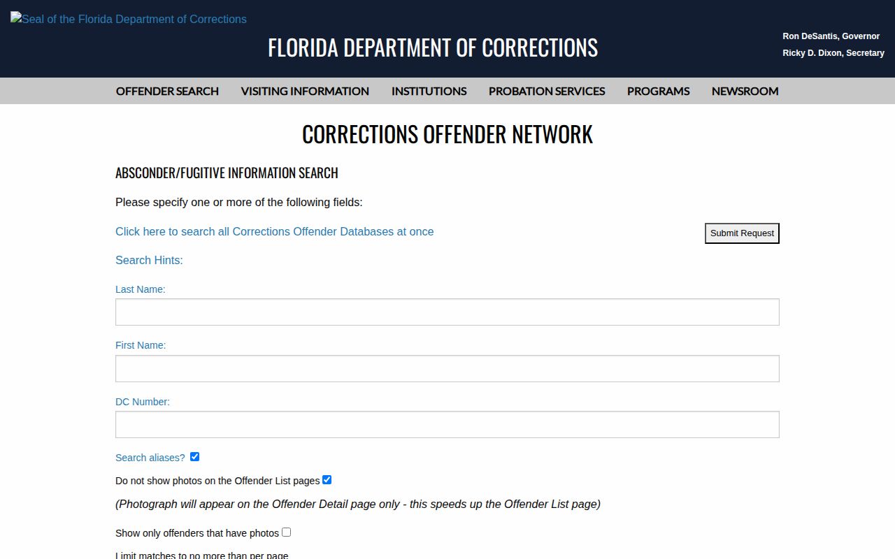 Palm Beach County parole probation absconder search