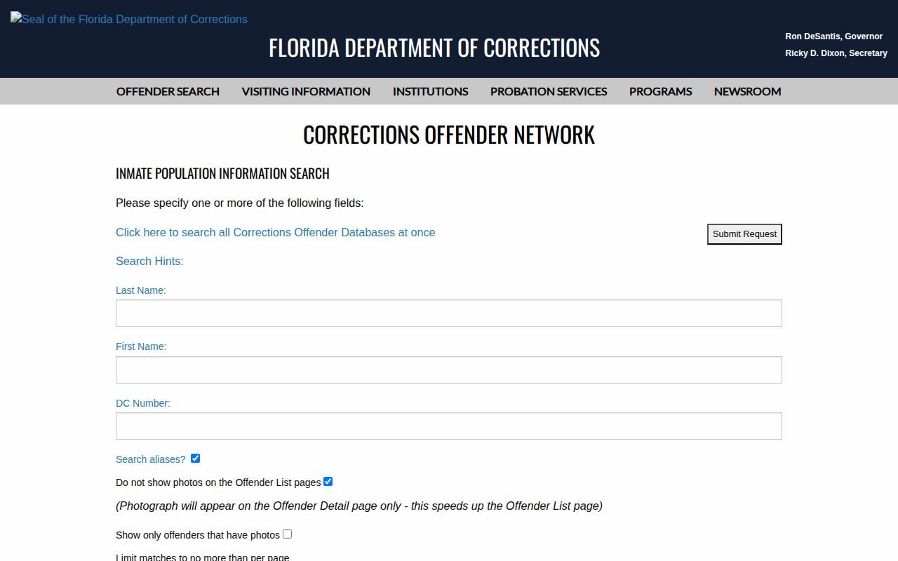 Palm Beach County projected release date state prison search