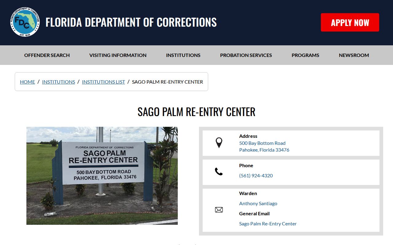 Sago Palm Re-Entry Center FDC discharge source